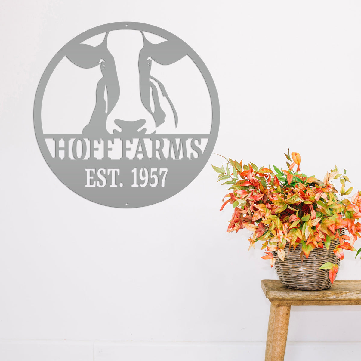 Cow Farm Metal Sign, Custom Gift For Cattle or Dairy Farmer, Round Business Sign, Gift for Mother Father Grandma Grandpa, Indoor or Outdoor
