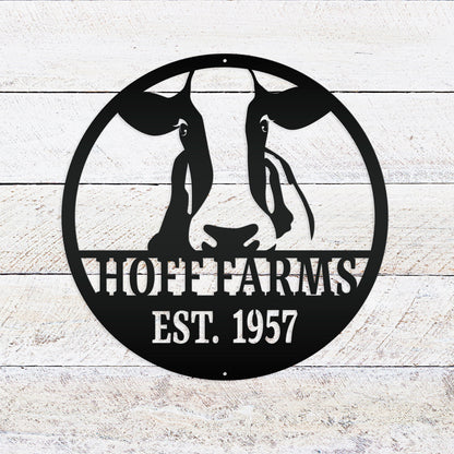 Cow Farm Metal Sign, Custom Gift For Cattle or Dairy Farmer, Round Business Sign, Gift for Mother Father Grandma Grandpa, Indoor or Outdoor