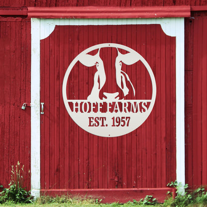 Cow Farm Metal Sign, Custom Gift For Cattle or Dairy Farmer, Round Business Sign, Gift for Mother Father Grandma Grandpa, Indoor or Outdoor