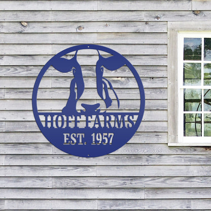 Cow Farm Metal Sign, Custom Gift For Cattle or Dairy Farmer, Round Business Sign, Gift for Mother Father Grandma Grandpa, Indoor or Outdoor