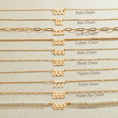 Gold Angel Number Necklace, Lucy Number Necklace, Custom Year Necklace, Silver Number Necklace 111 222 333 444 555 666 777 888 999 Christmas