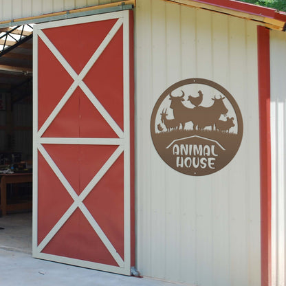 Farm Animal House Metal Sign