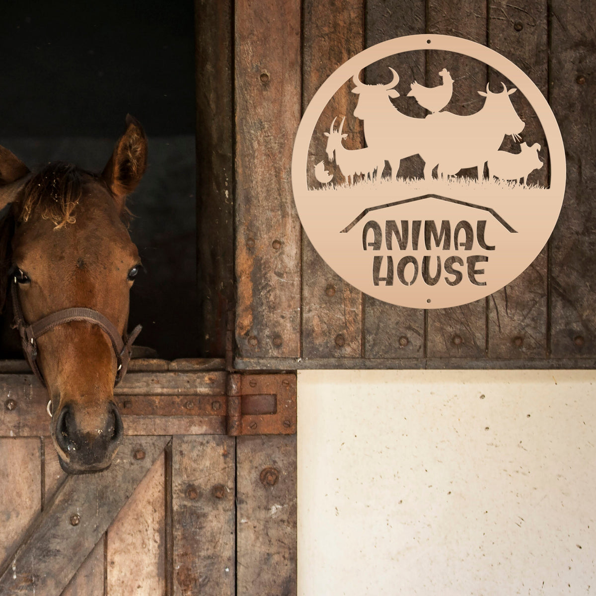 Farm Animal House Metal Sign