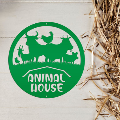 Farm Animal House Metal Sign