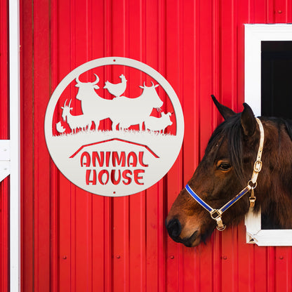 Farm Animal House Metal Sign