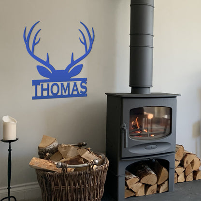 Personalized Deer Antler Monogram Metal Sign
