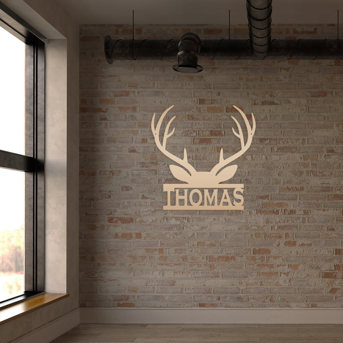 Personalized Deer Antler Monogram Metal Sign
