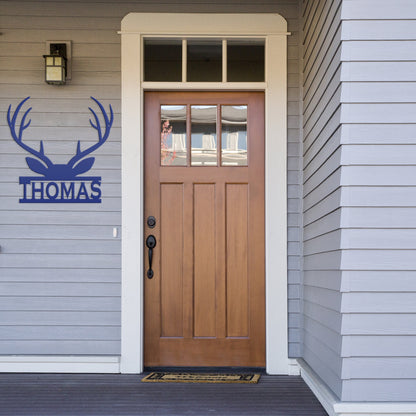Personalized Deer Antler Monogram Metal Sign