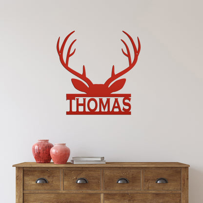 Personalized Deer Antler Monogram Metal Sign