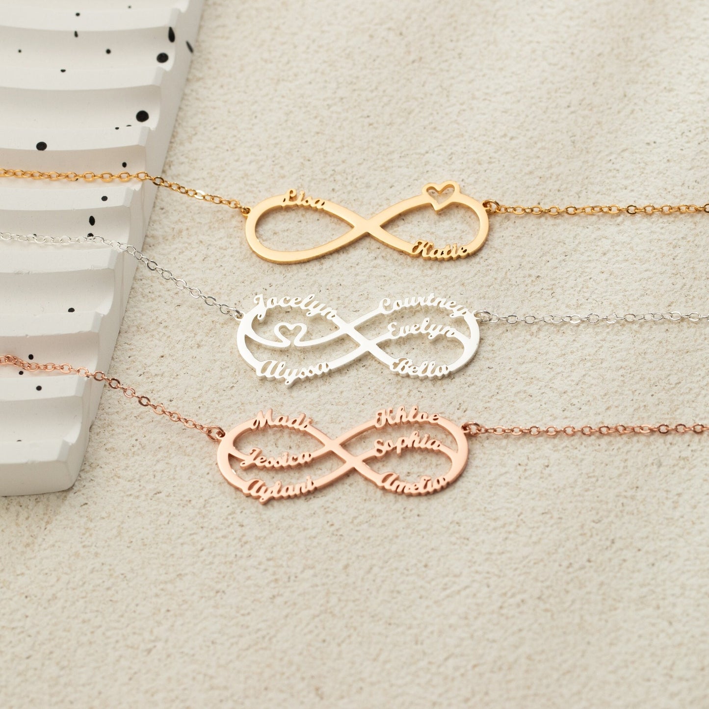 Infinity Name Necklace, Personalized Multi Name Necklace for Mum, Custom Family Name Jewelry, Christams Gift for Grandma, Gift for Mother