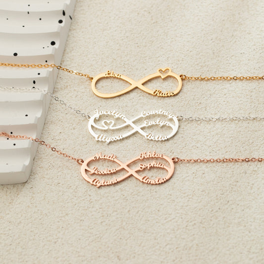 Infinity Name Necklace, Personalized Multi Name Necklace for Mum, Custom Family Name Jewelry, Christams Gift for Grandma, Gift for Mother