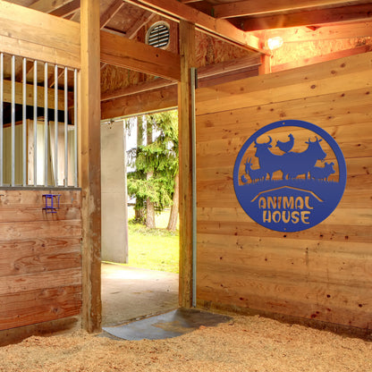 Farm Animal House Metal Sign