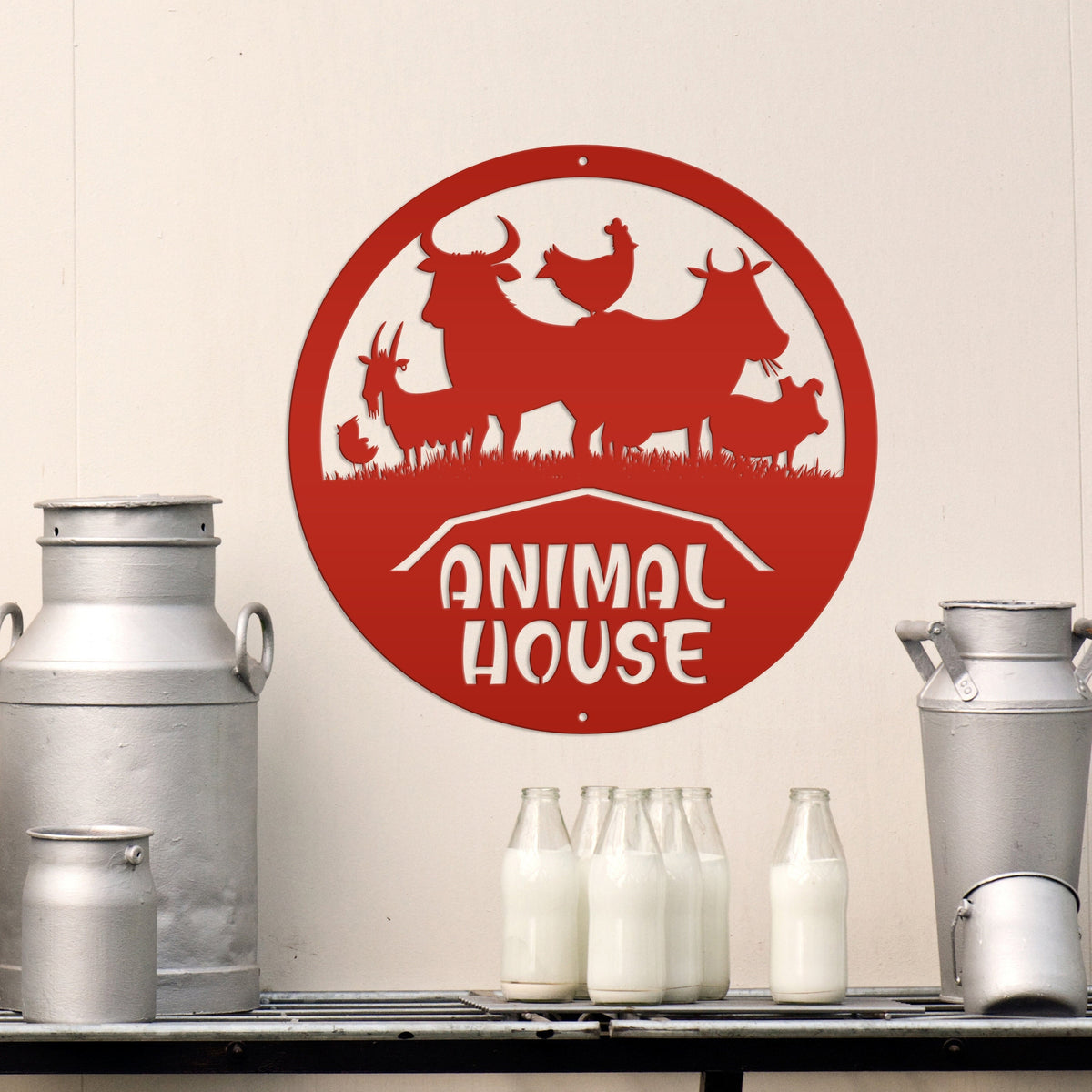 Farm Animal House Metal Sign