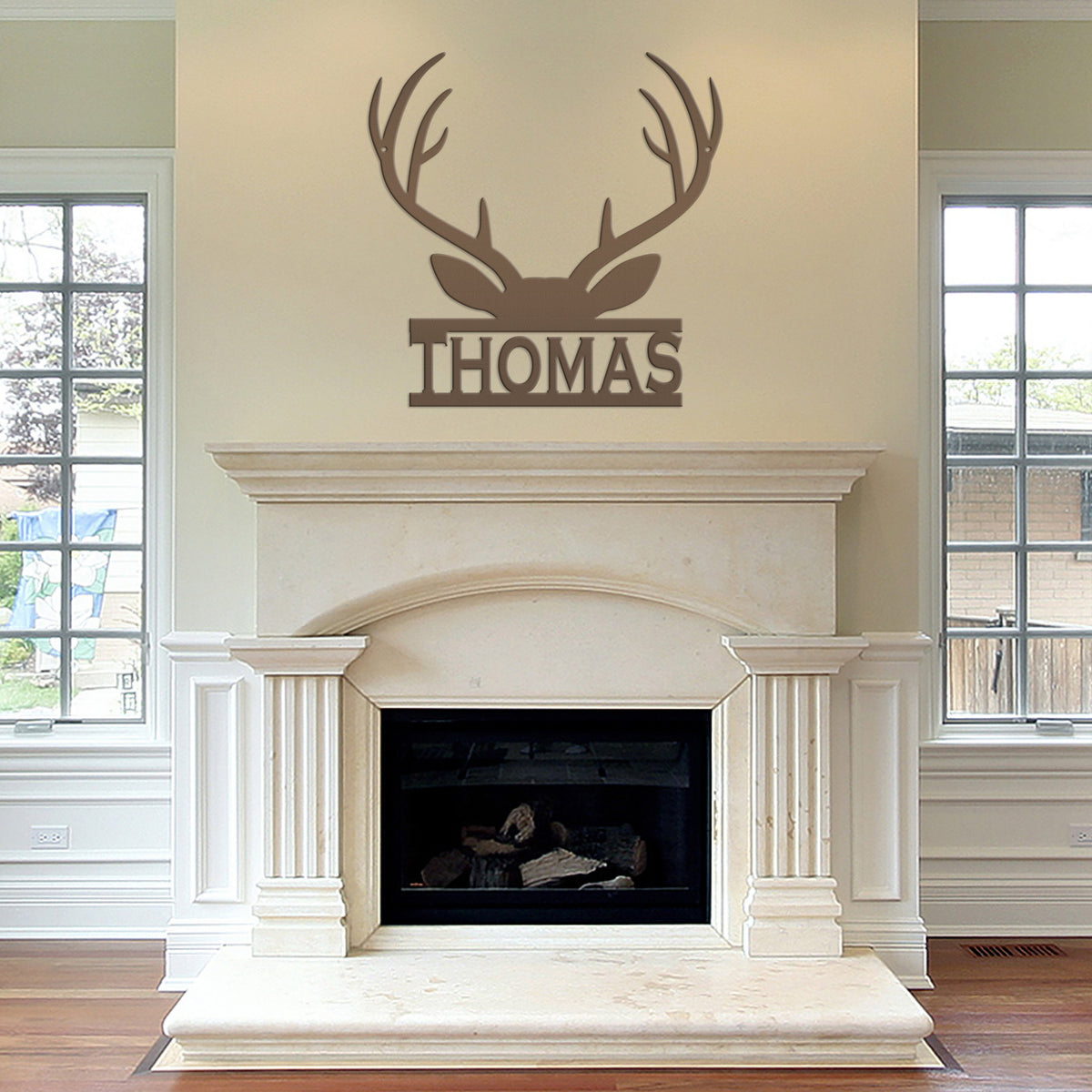 Personalized Deer Antler Monogram Metal Sign