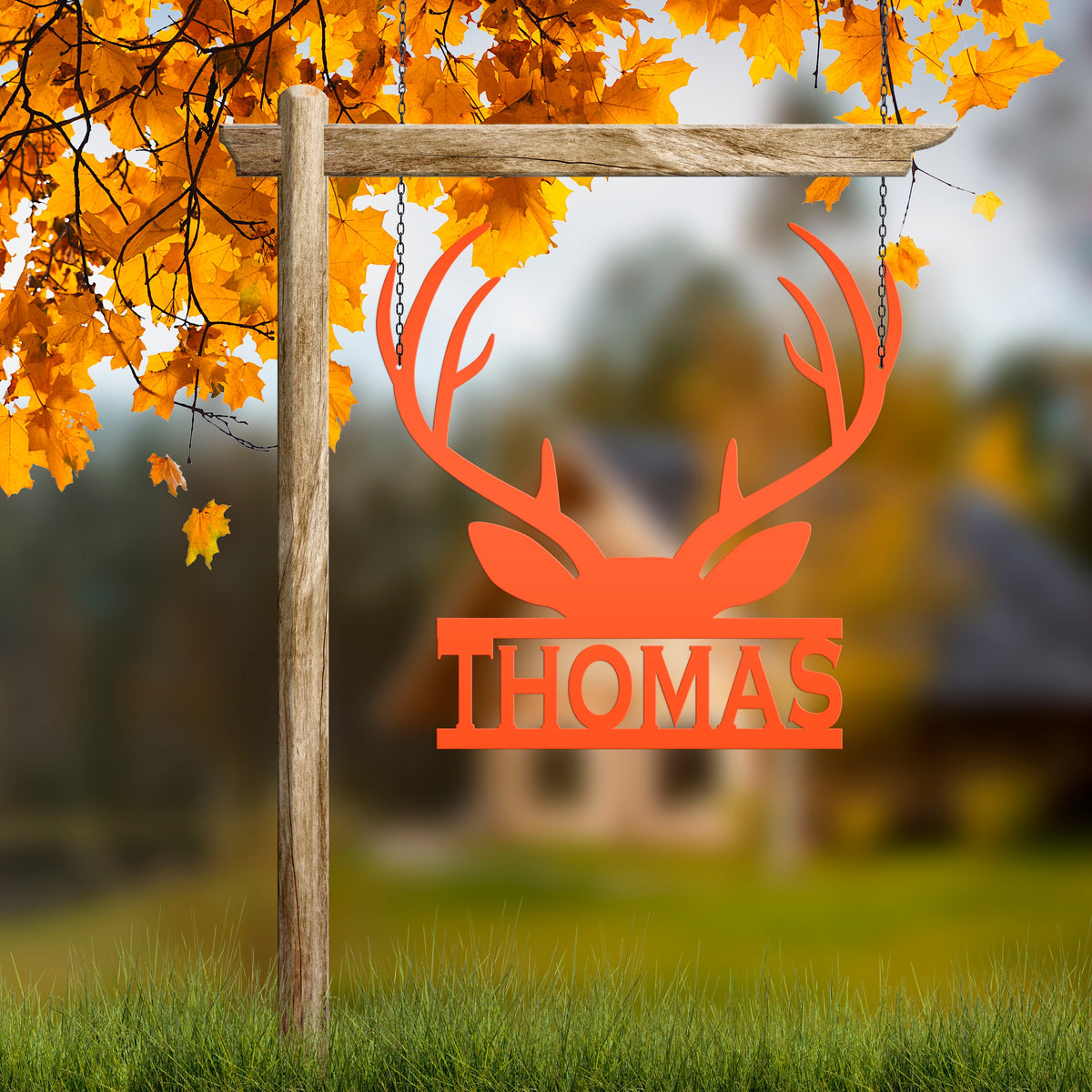 Personalized Deer Antler Monogram Metal Sign