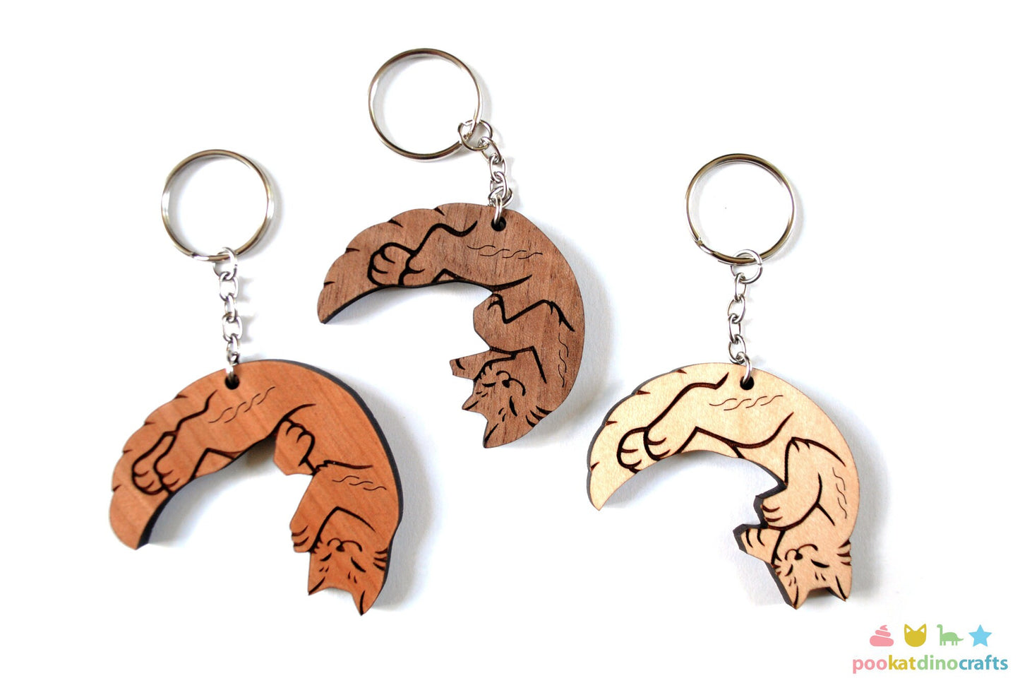 Interlocking Cat Trio Keychains - Family, Friendship, Poly Relationship couple keychain set
