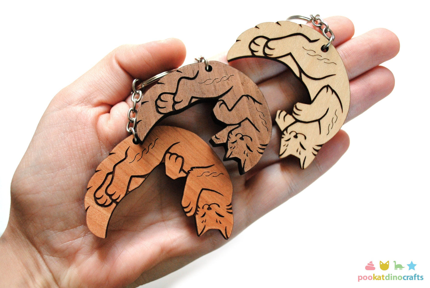 Interlocking Cat Trio Keychains - Family, Friendship, Poly Relationship couple keychain set