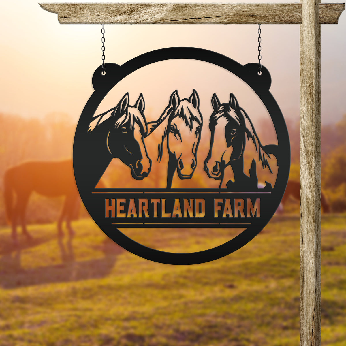 Horse Sign, Personalized Gift For the Horse Lover, Metal Stall Name Sign, Your own Wording, Round Welcome Sign, Rustic Ranch Home Decor