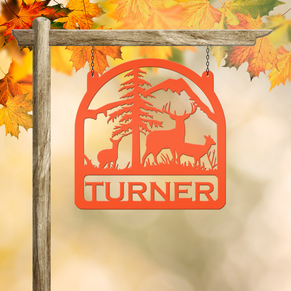 Metal Deer Sign, Custom Last Name Family Gift, Door Hanger, Rustic Home Decor, Front Porch Decorative Plaque, Outdoor Address Hanging Post
