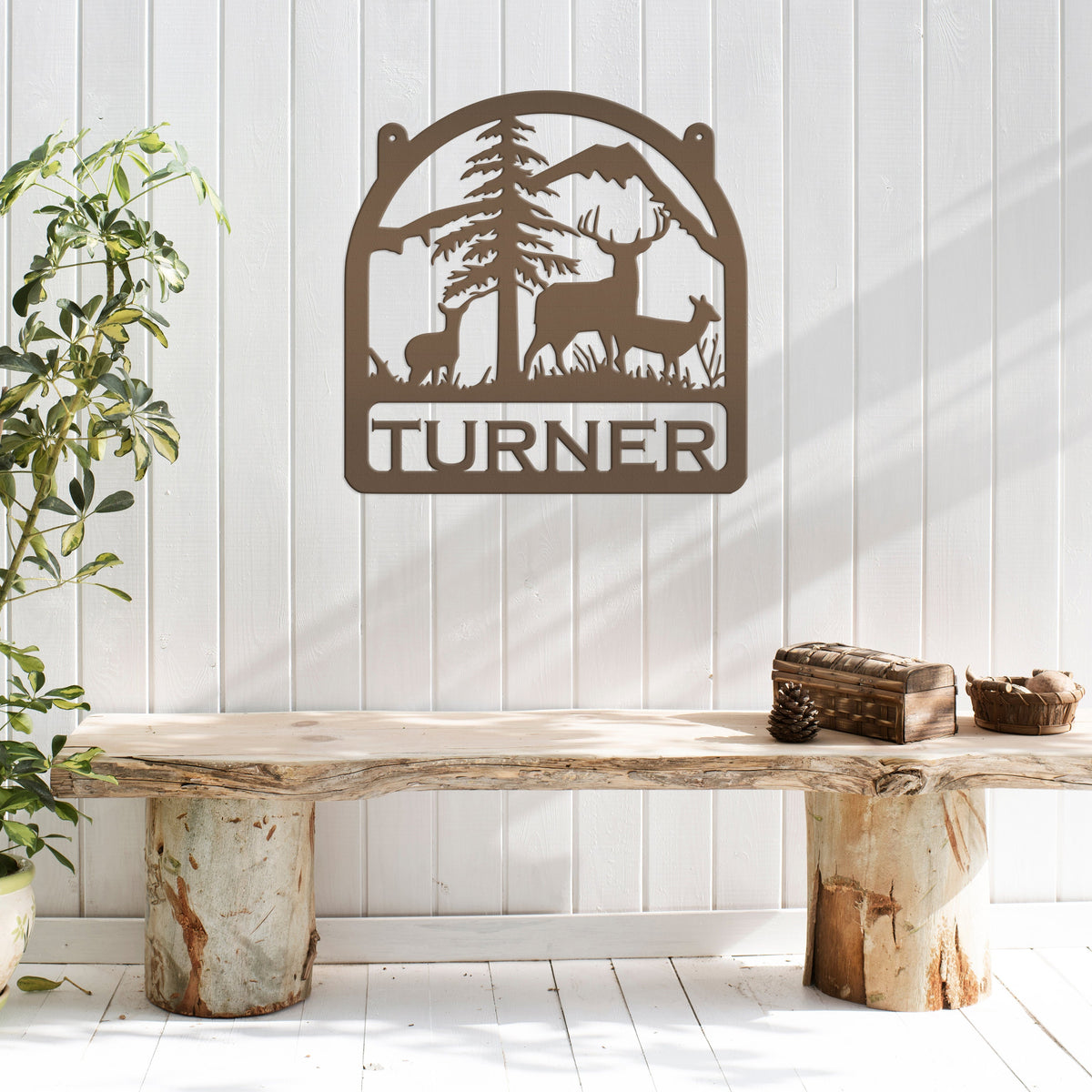 Metal Deer Sign, Custom Last Name Family Gift, Door Hanger, Rustic Home Decor, Front Porch Decorative Plaque, Outdoor Address Hanging Post