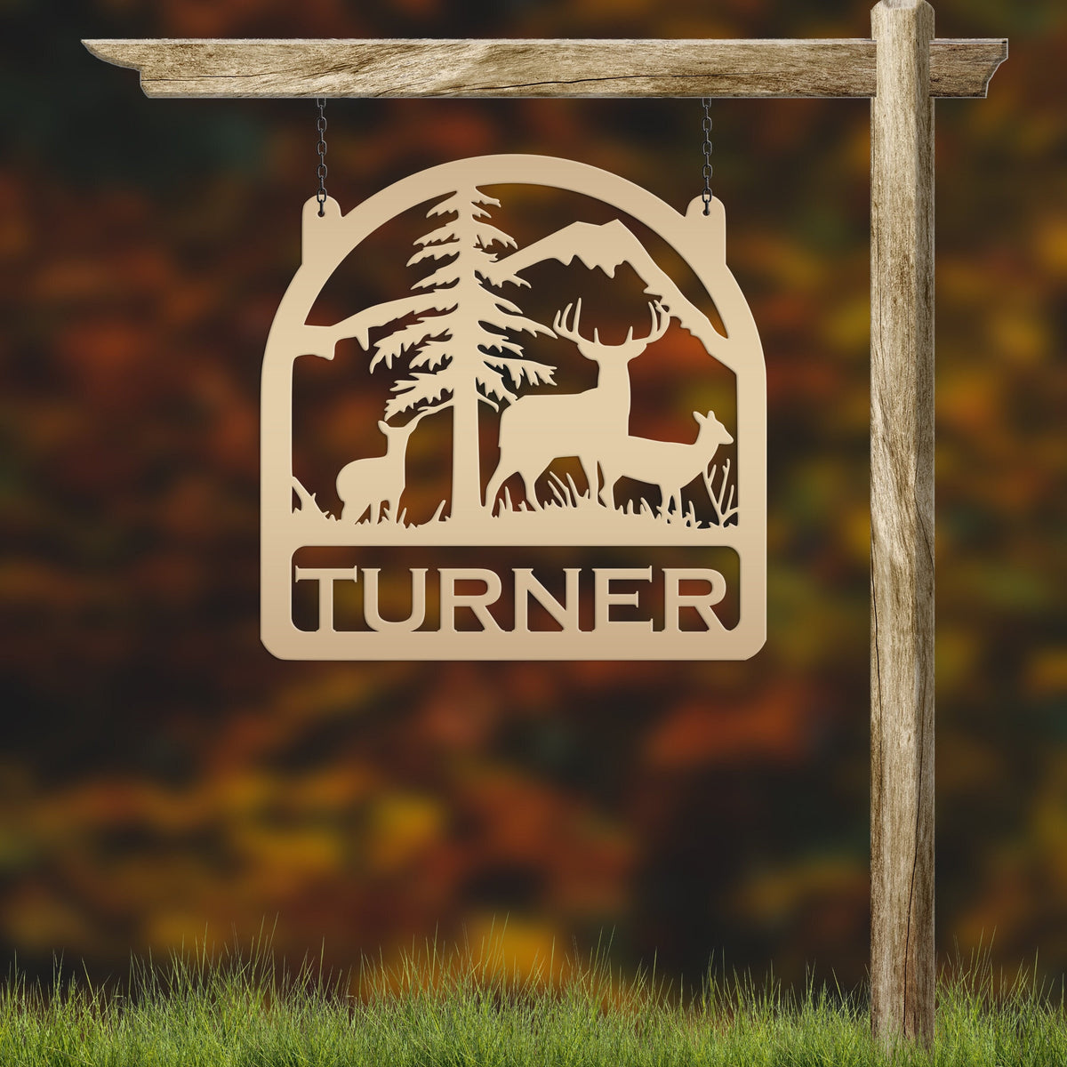 Metal Deer Sign, Custom Last Name Family Gift, Door Hanger, Rustic Home Decor, Front Porch Decorative Plaque, Outdoor Address Hanging Post