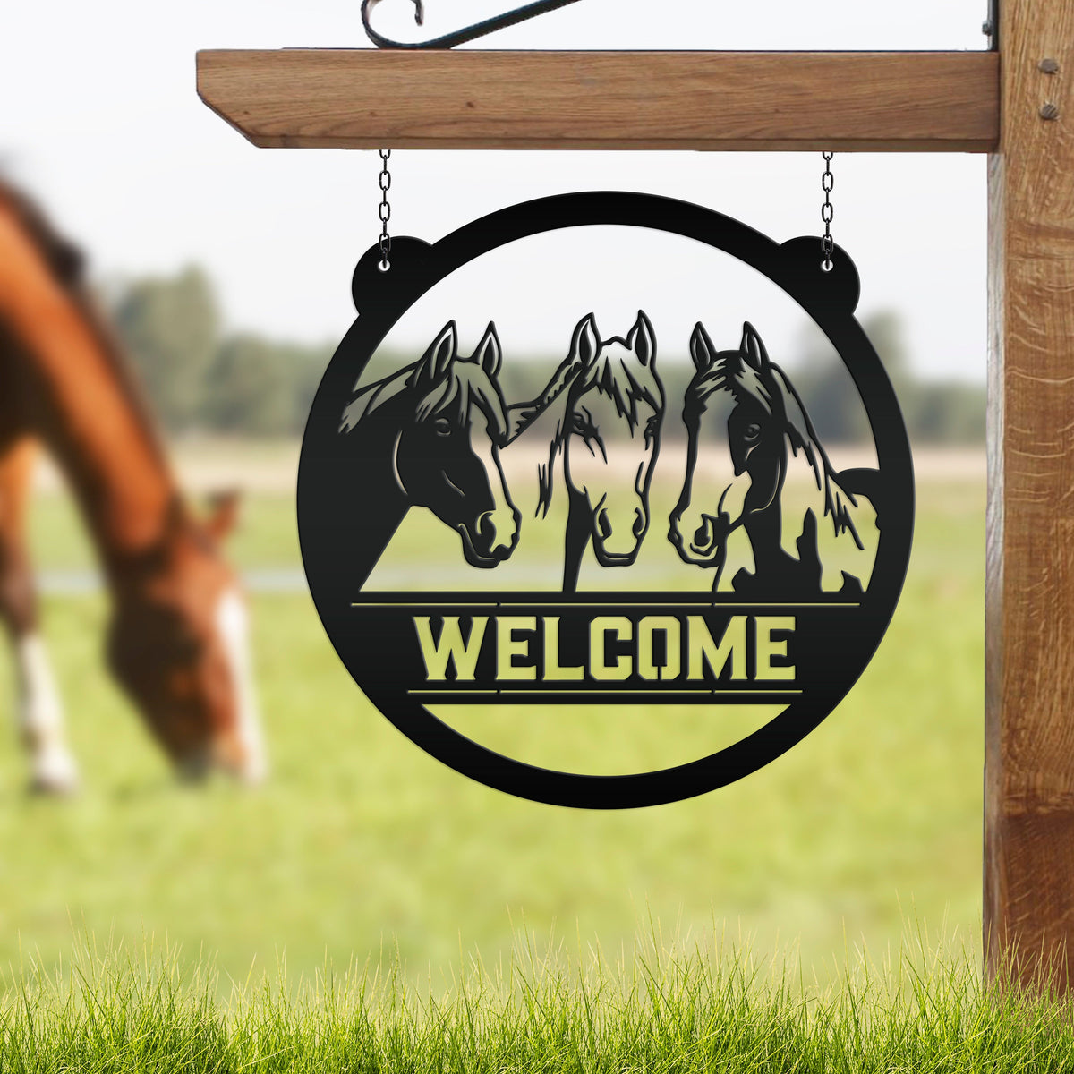 Charming Horse Welcome Sign – Unique Metal Decor for Animal Lovers - Ranch/Farm Welcoming Signs - Farmhouse Decoration - Housewarming Gift