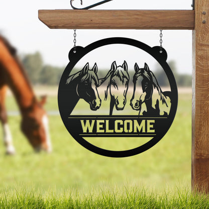 Charming Horse Welcome Sign – Unique Metal Decor for Animal Lovers - Ranch/Farm Welcoming Signs - Farmhouse Decoration - Housewarming Gift