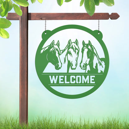 Charming Horse Welcome Sign – Unique Metal Decor for Animal Lovers - Ranch/Farm Welcoming Signs - Farmhouse Decoration - Housewarming Gift