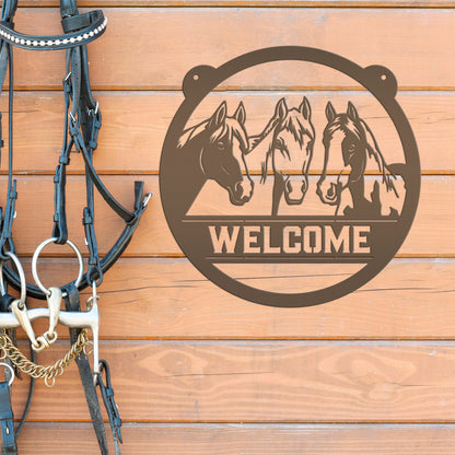 Charming Horse Welcome Sign – Unique Metal Decor for Animal Lovers - Ranch/Farm Welcoming Signs - Farmhouse Decoration - Housewarming Gift