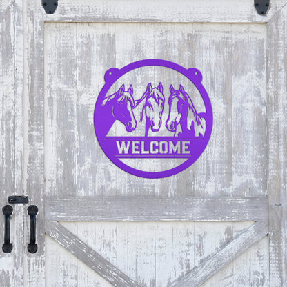 Charming Horse Welcome Sign – Unique Metal Decor for Animal Lovers - Ranch/Farm Welcoming Signs - Farmhouse Decoration - Housewarming Gift
