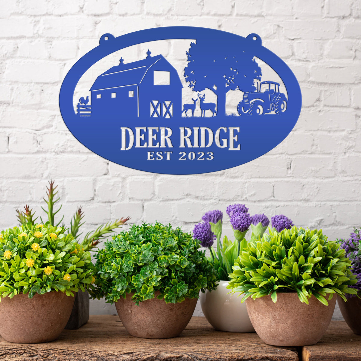 Oval Deer Farm Sign with Family Name and Established Date - Farmhouse Decor