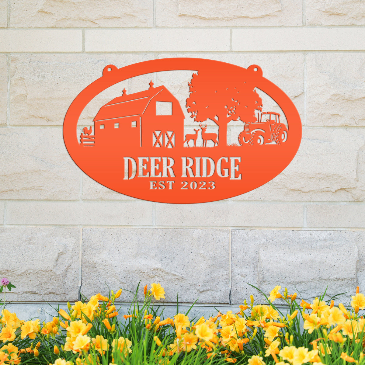 Oval Deer Farm Sign with Family Name and Established Date - Farmhouse Decor