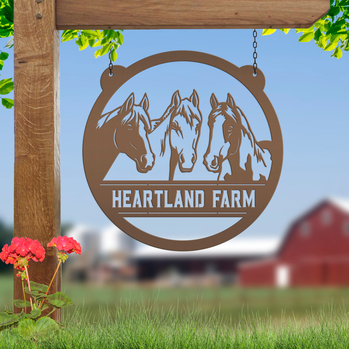 Horse Sign, Personalized Gift For the Horse Lover, Metal Stall Name Sign, Your own Wording, Round Welcome Sign, Rustic Ranch Home Decor