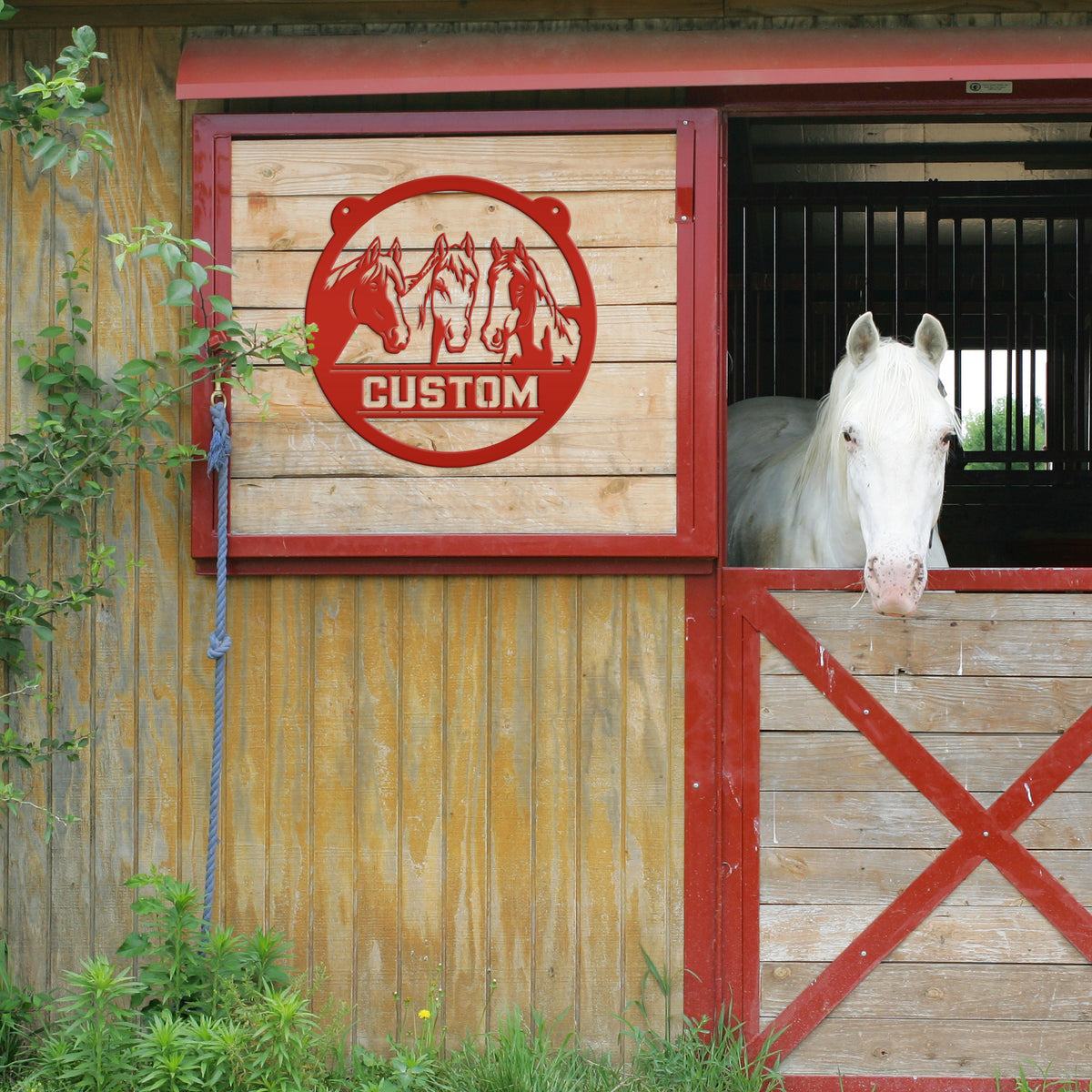 Horse Sign, Personalized Gift For the Horse Lover, Metal Stall Name Sign, Your own Wording, Round Welcome Sign, Rustic Ranch Home Decor