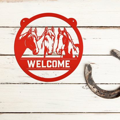 Charming Horse Welcome Sign – Unique Metal Decor for Animal Lovers - Ranch/Farm Welcoming Signs - Farmhouse Decoration - Housewarming Gift