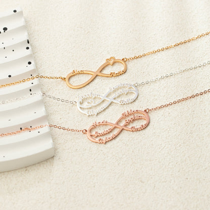 Infinity Name Necklace, Personalized Multi Name Necklace for Mum, Custom Family Name Jewelry, Christams Gift for Grandma, Gift for Mother