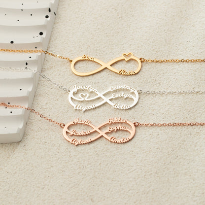 Personalized Infinity Name Necklace, Mom Necklace With Kids Names, Multi Name Necklace, Mother's Day Gift for Mom, Silver Jewelry for Mom