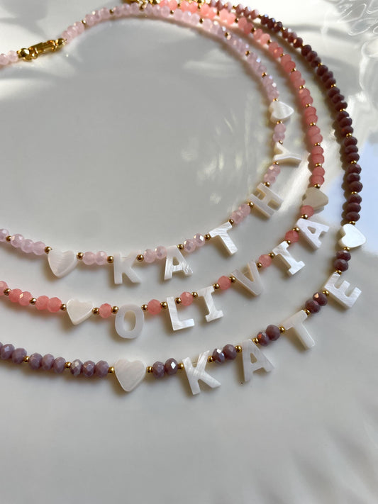 personalized name necklace, birthday gift for little girls, bright beaded necklace, colourful name necklace for kids, Easter gift for kids