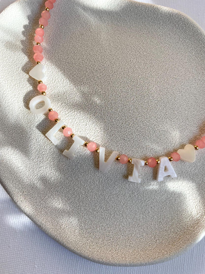 personalized name necklace, birthday gift for little girls, bright beaded necklace, colourful name necklace for kids, Easter gift for kids