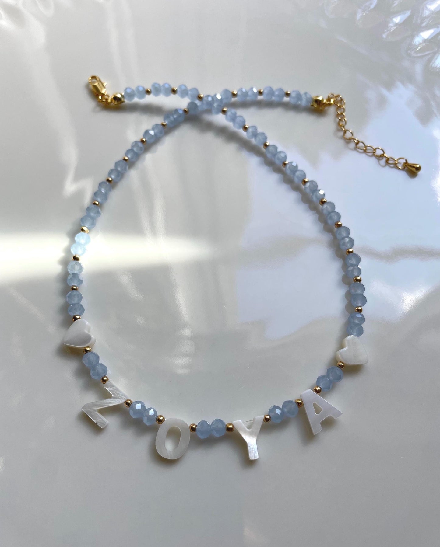 Custom name necklace, personalized necklace, mother of Pearl name lecklace, kids handmade necklaces, handmade necklace, beaded necklace