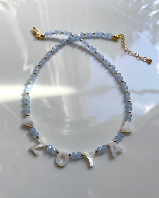 Custom name necklace, personalized necklace, mother of Pearl name lecklace, kids handmade necklaces, handmade necklace, beaded necklace