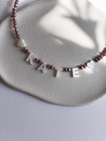 Toddler name necklace, mother of Pearl name lecklace, birthday gift for little girls, handmade name necklace for kids, kids Easter  gifts