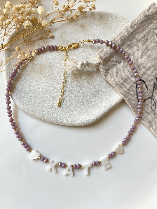 Toddler name necklace, mother of Pearl name lecklace, birthday gift for little girls, handmade name necklace for kids, kids Easter  gifts