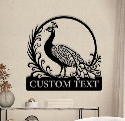Personalized Peacock Metal Wall Art, Custom Peacock Name Sign Peacock Art, Ideal for Home Decor & Gifts, Peacock Lovers Gifts Peacock Decor