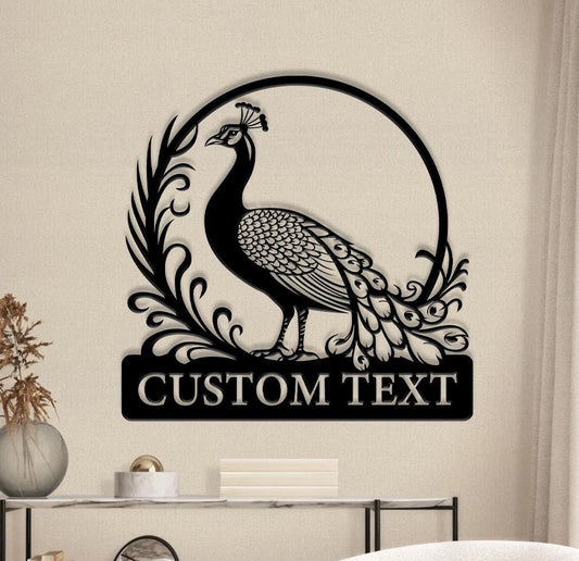 Personalized Peacock Metal Wall Art, Custom Peacock Name Sign Peacock Art, Ideal for Home Decor & Gifts, Peacock Lovers Gifts Peacock Decor