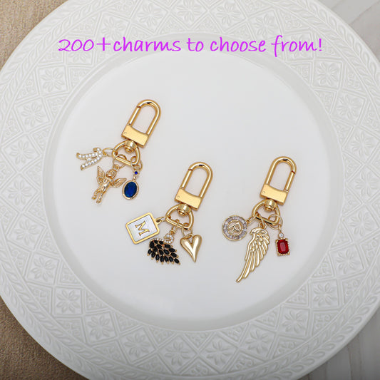 Initial charms, wallet charms, birthstone charms, keychain charms, Personalized charms, personalized keychains, charm charms, birthday gifts,