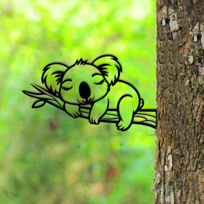 Cute Koala Metal Wall Art, Sleeping Koala Tree Branch Decor, Animal Sign, Koala wall art, Cute animal decor, Sleeping koala sign, Home Gift