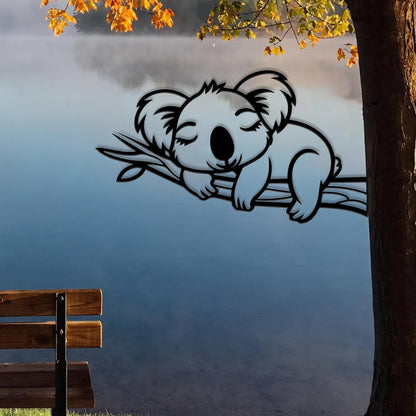 Cute Koala Metal Wall Art, Sleeping Koala Tree Branch Decor, Animal Sign, Koala wall art, Cute animal decor, Sleeping koala sign, Home Gift