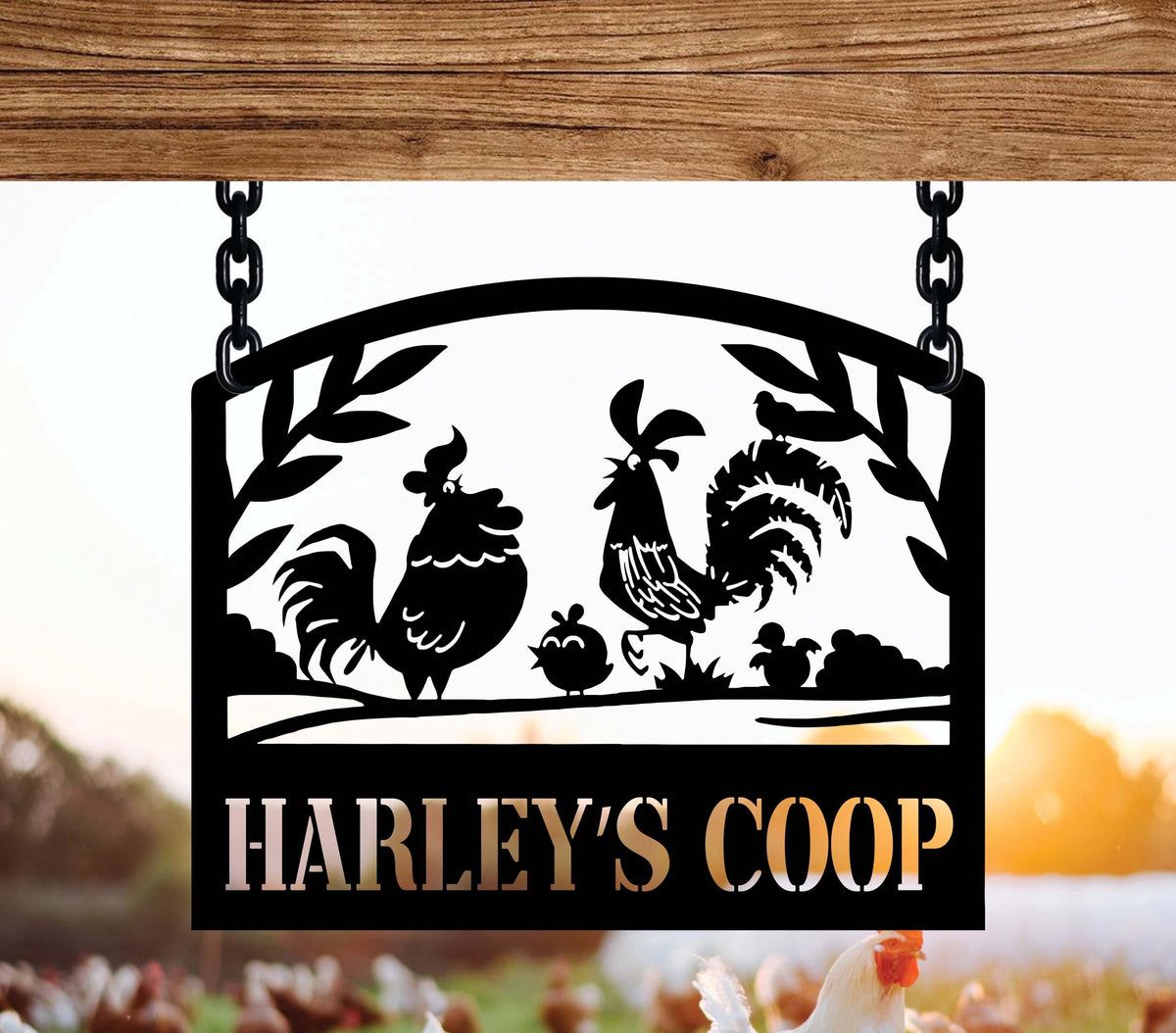 Custom Chicken Coop Metal Sign, Personalized Metal Farm Sign, Roosters and Chicks Metal, Farm animal sign, Custom barn sign, Gift for mom
