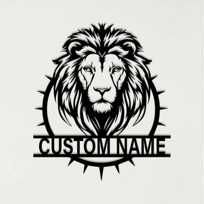 Custom Lion Head Metal Sign, Lion Head Name Sign, Birthday Gift, Gift for dad, Wildlife decor, Metal animal sign, Lion head sign, Home Decor